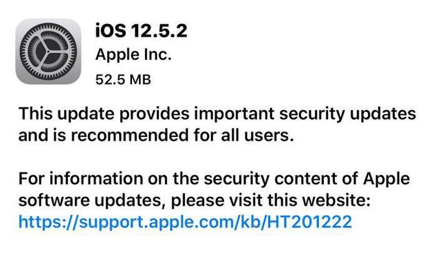 石碌镇苹果手机维修分享iOS12.5.2发布，建议所有老苹果用户安装 